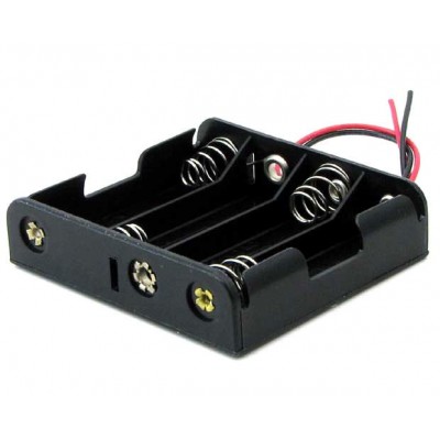 Батарейный отсек COMF для 4хAA, R6 с выводами, чёрный (до 50В) BH-341-1A