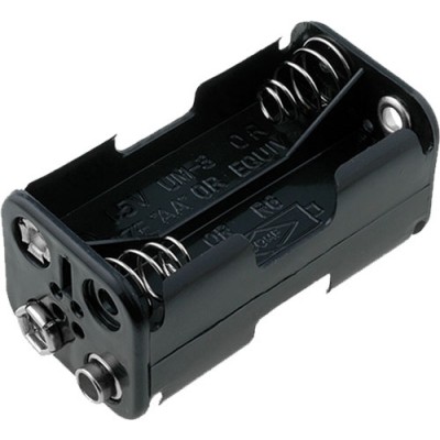 Батарейный отсек COMF для 4хAA, R6 с выводами, чёрный (до 50В) BH-343-1A