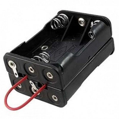 Батарейный отсек COMF для 6хAAA, R3 с выводами, чёрный (до 50В) BH-463A