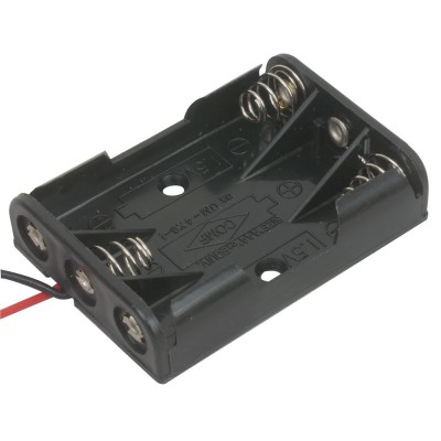 Батарейный отсек COMF для 3хAAA, R3 с выводами, чёрный (до 50В) BH-431-1A