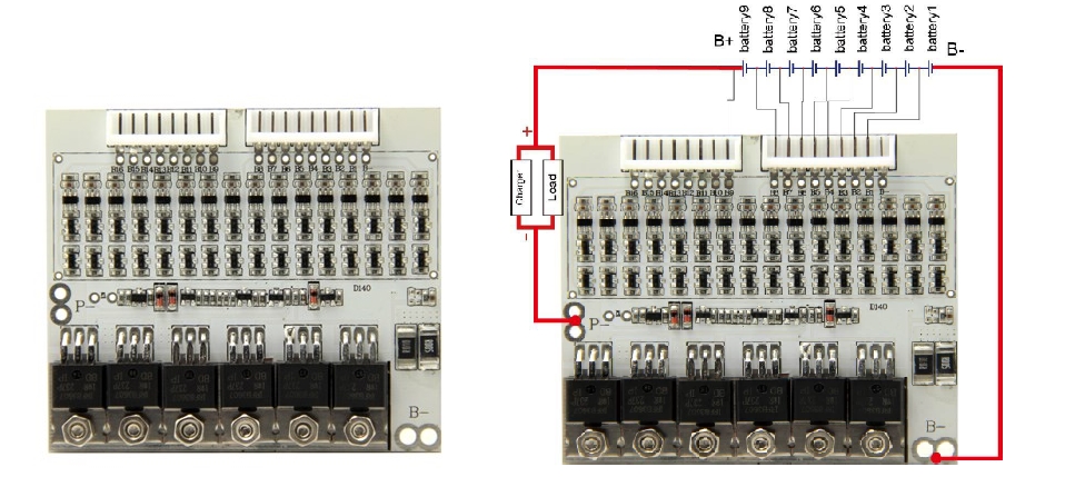 ПЛАТА BMS MAXPOWER LI-ION C БАЛАНСИРОМ И ТЕРМОРЕЛЕ 9S15A 33.3B 15A
