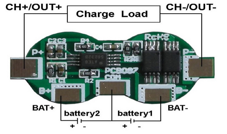 ПЛАТА BMS MAXPOWER LI-ION С ПОДДЕРЖКОЙ ТЕРМОРЕЛЕ 2S4A 7.4B 4A